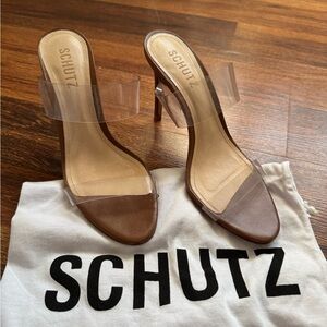 SCHUTZ Women's Tan Heeled Mules